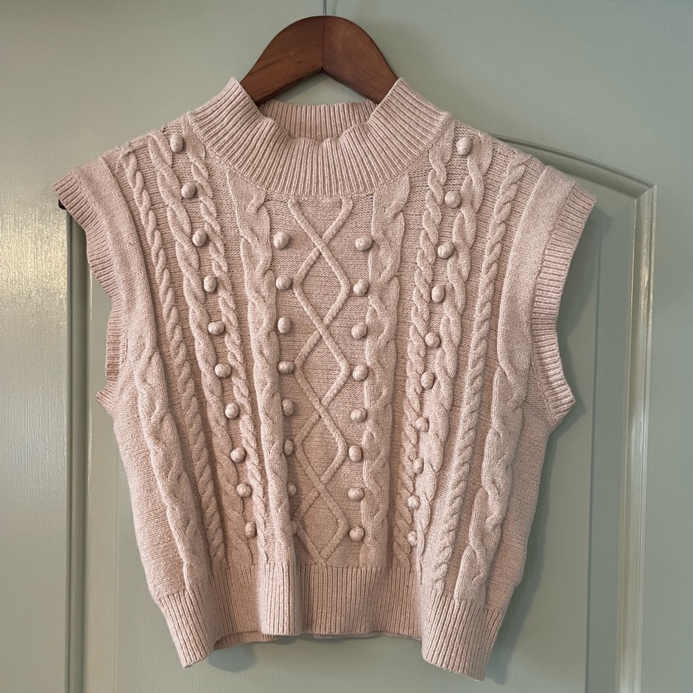 Beige Short Sleeve Sweater